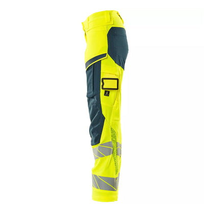 Yellow-Dark Petroleum - Side - Mascot Womens-Ladies Accelerate Safe Hi-Vis Work Trousers