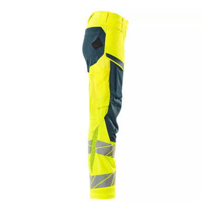 Yellow-Dark Petroleum - Lifestyle - Mascot Womens-Ladies Accelerate Safe Hi-Vis Work Trousers
