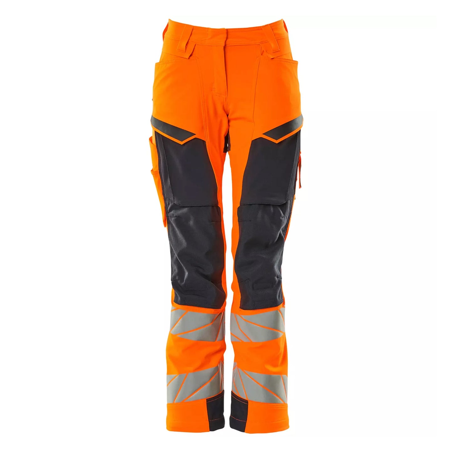 Orange-Dark Navy - Front - Mascot Womens-Ladies Accelerate Safe Hi-Vis Work Trousers