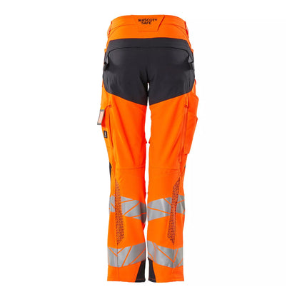 Orange-Dark Navy - Back - Mascot Womens-Ladies Accelerate Safe Hi-Vis Work Trousers