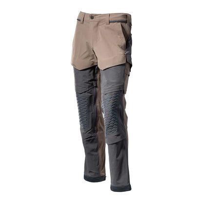 Dark Sand-Stone Grey - Front - Mascot Mens Customised Knee Pad Pockets Work Trousers