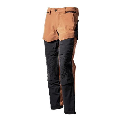 Nut Brown-Black - Front - Mascot Mens Customised Knee Pad Pockets Work Trousers