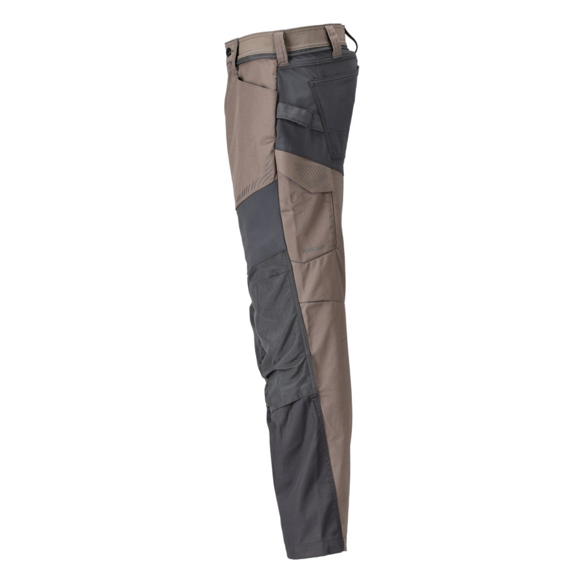 Dark Sand-Stone Grey - Side - Mascot Mens Customised Knee Pad Pockets Work Trousers