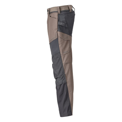 Dark Sand-Stone Grey - Side - Mascot Mens Customised Knee Pad Pockets Work Trousers