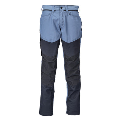 Stone Blue-Dark Navy - Front - Mascot Mens Customised Knee Pad Pockets Work Trousers