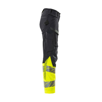 Dark Navy-Yellow - Side - Mascot Womens-Ladies Accelerate Safe Hi-Vis Work Trousers