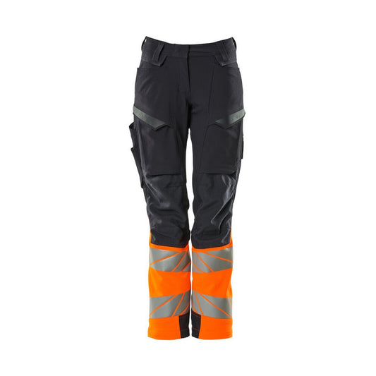 Dark Navy-Orange - Front - Mascot Womens-Ladies Accelerate Safe Hi-Vis Work Trousers