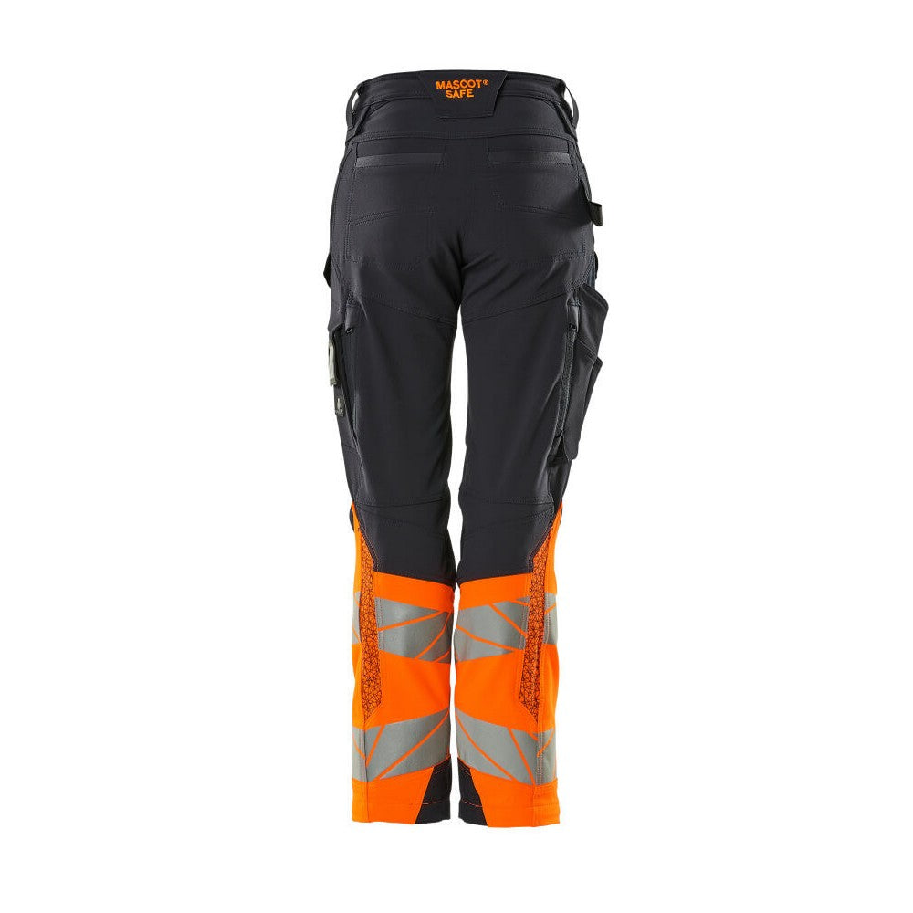 Dark Navy-Orange - Back - Mascot Womens-Ladies Accelerate Safe Hi-Vis Work Trousers