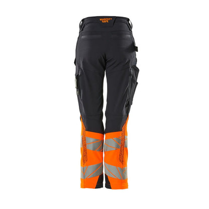 Dark Navy-Orange - Back - Mascot Womens-Ladies Accelerate Safe Hi-Vis Work Trousers