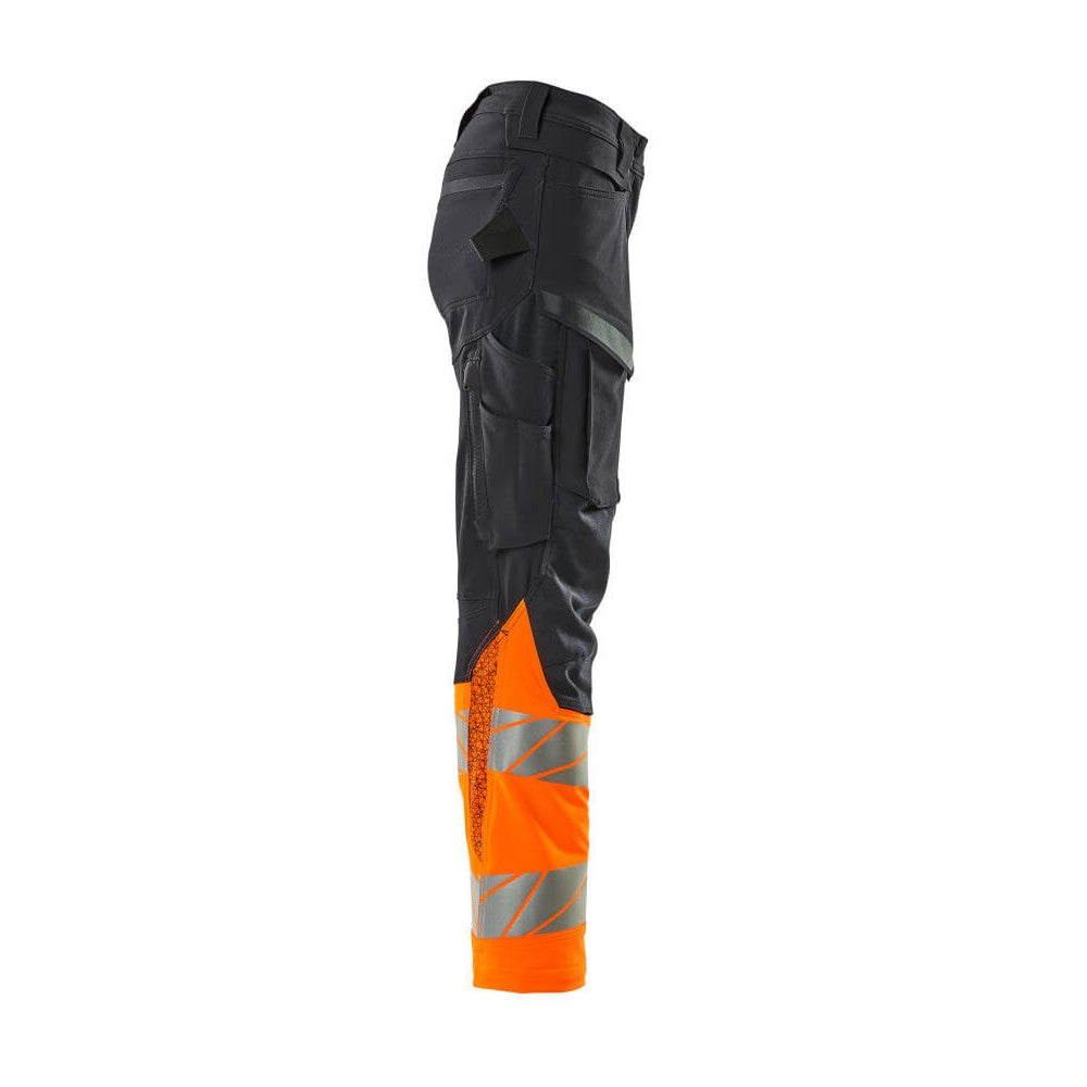 Dark Navy-Orange - Side - Mascot Womens-Ladies Accelerate Safe Hi-Vis Work Trousers