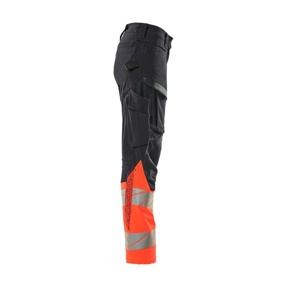 Dark Navy-Red - Side - Mascot Womens-Ladies Accelerate Safe Hi-Vis Work Trousers
