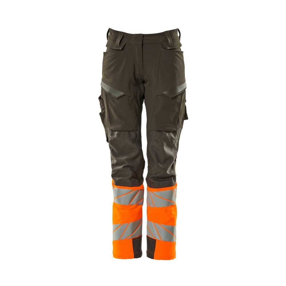 Dark Anthracite-Orange - Front - Mascot Womens-Ladies Accelerate Safe Hi-Vis Work Trousers