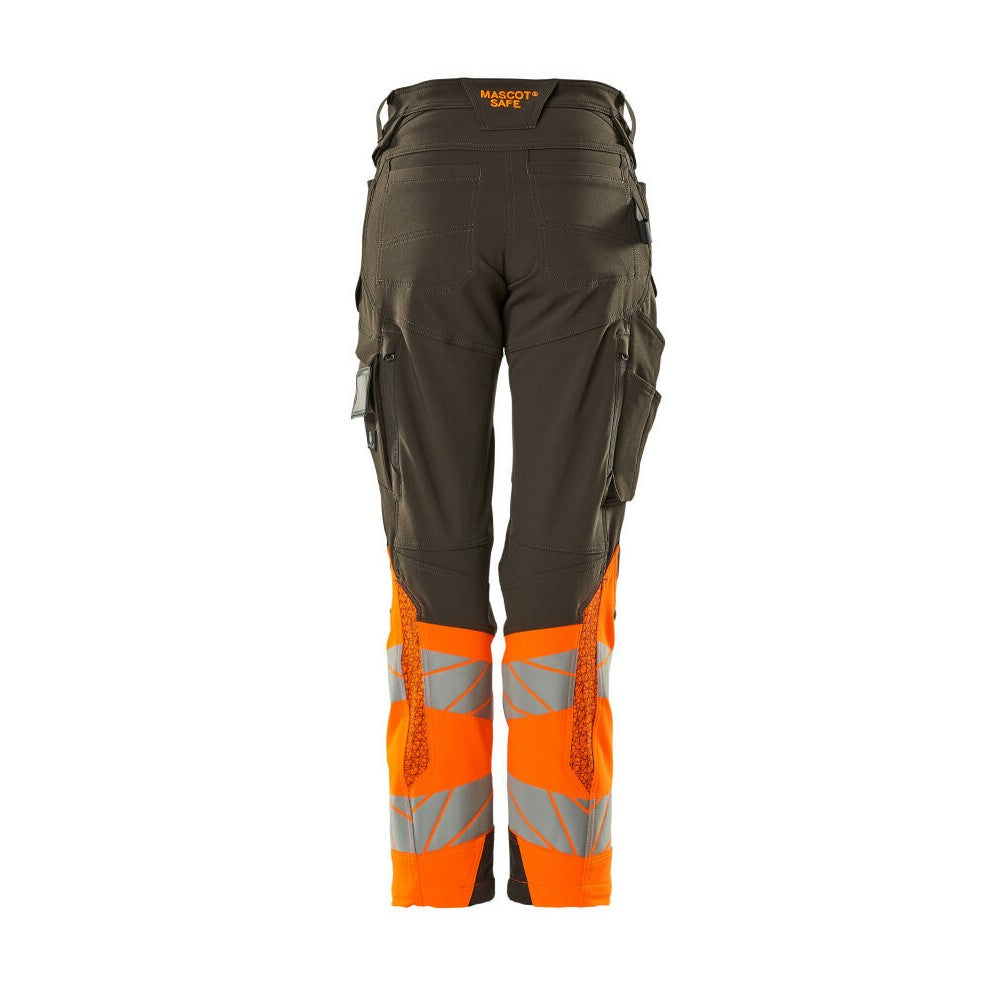 Dark Anthracite-Orange - Back - Mascot Womens-Ladies Accelerate Safe Hi-Vis Work Trousers