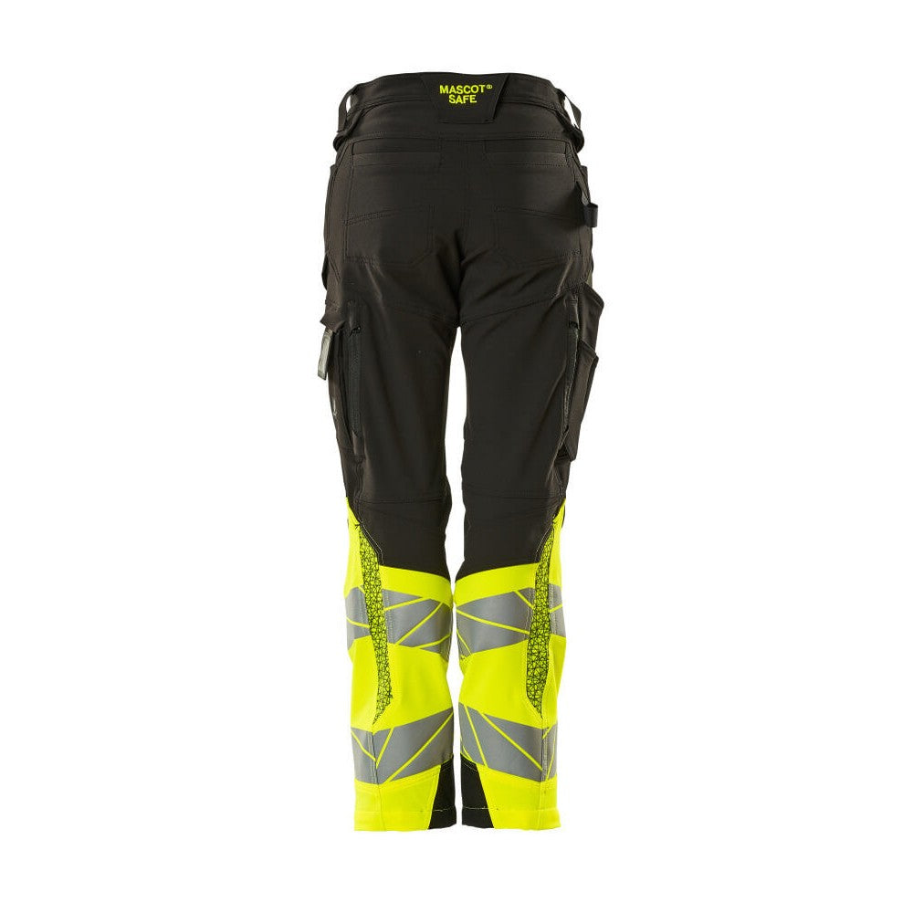 Black-Yellow - Back - Mascot Womens-Ladies Accelerate Safe Hi-Vis Work Trousers