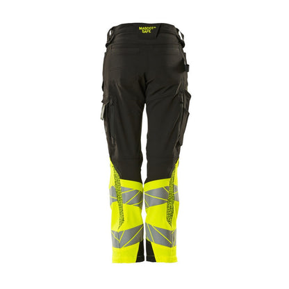 Black-Yellow - Back - Mascot Womens-Ladies Accelerate Safe Hi-Vis Work Trousers