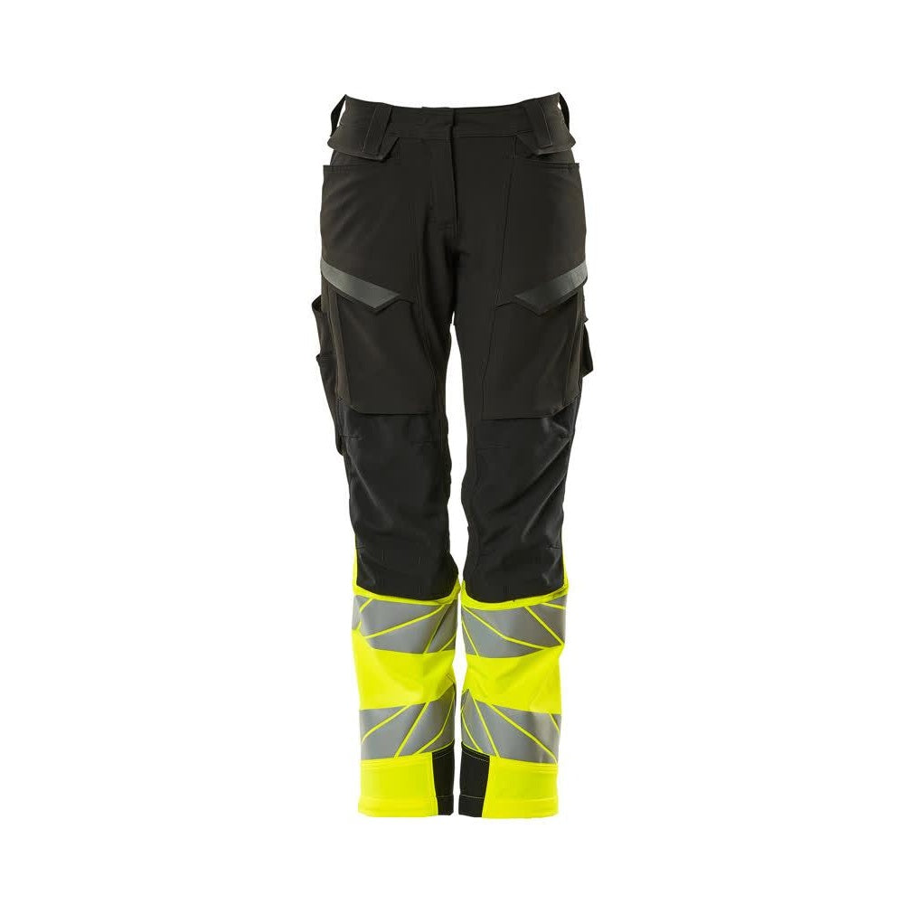 Black-Hi Vis Yellow - Front - Mascot Womens-Ladies Accelerate Safe Hi-Vis Work Trousers