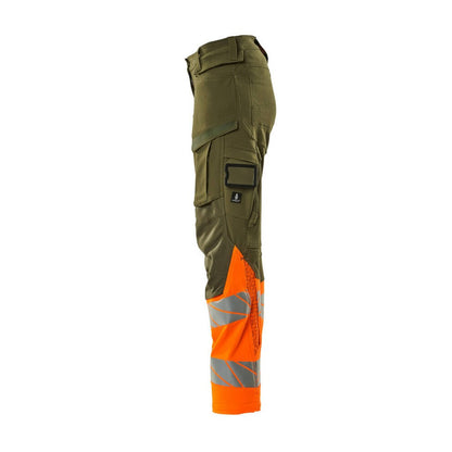 Moss Green-Orange - Lifestyle - Mascot Womens-Ladies Accelerate Safe Hi-Vis Work Trousers