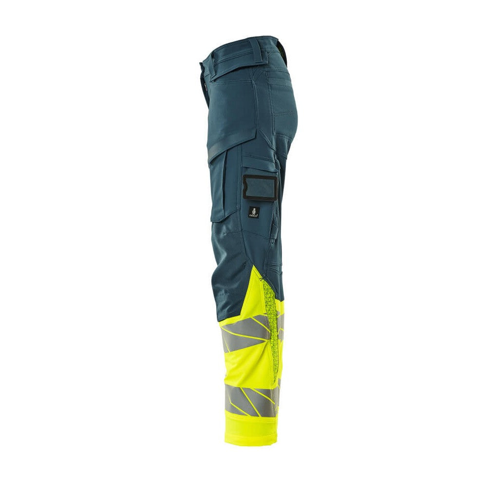 Dark Petroleum-Yellow - Lifestyle - Mascot Womens-Ladies Accelerate Safe Hi-Vis Work Trousers