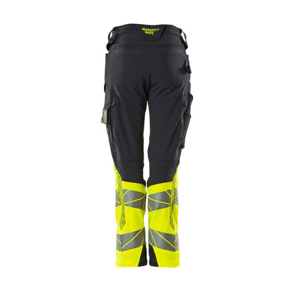 Dark Navy-Yellow - Back - Mascot Womens-Ladies Accelerate Safe Hi-Vis Work Trousers