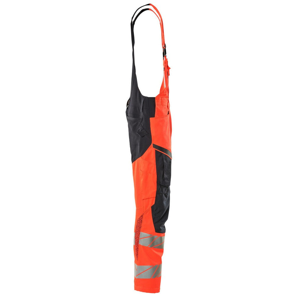 Hi Vis Red-Dark Navy - Side - Mascot Mens Hi-Vis Knee Pad Pockets Bib And Brace Overall