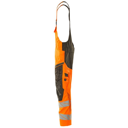 Hi Vis Orange-Dark Anthracite - Lifestyle - Mascot Mens Hi-Vis Knee Pad Pockets Bib And Brace Overall