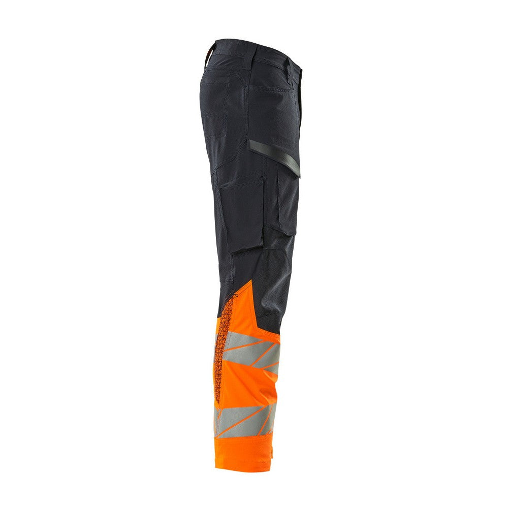 Dark Navy-Hi Vis Orange - Side - Mascot Mens Accelerate Safe Hi-Vis Work Trousers