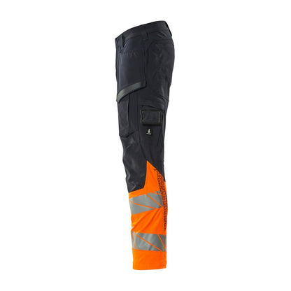 Dark Navy-Hi Vis Orange - Lifestyle - Mascot Mens Accelerate Safe Hi-Vis Work Trousers