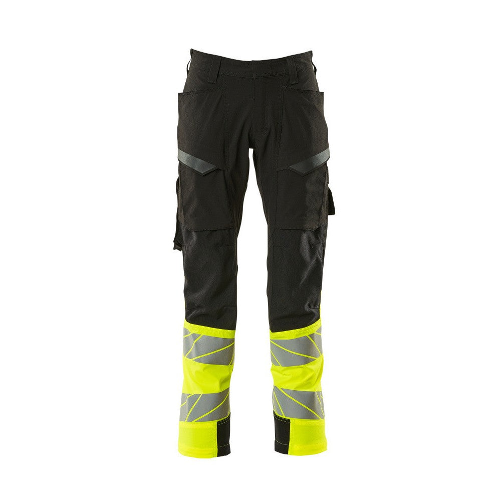Black-Hi Vis Yellow - Front - Mascot Mens Accelerate Safe Hi-Vis Work Trousers