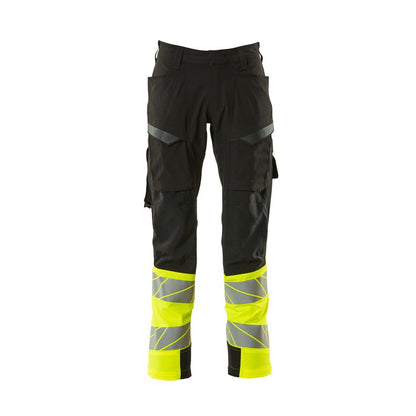 Black-Hi Vis Yellow - Front - Mascot Mens Accelerate Safe Hi-Vis Work Trousers