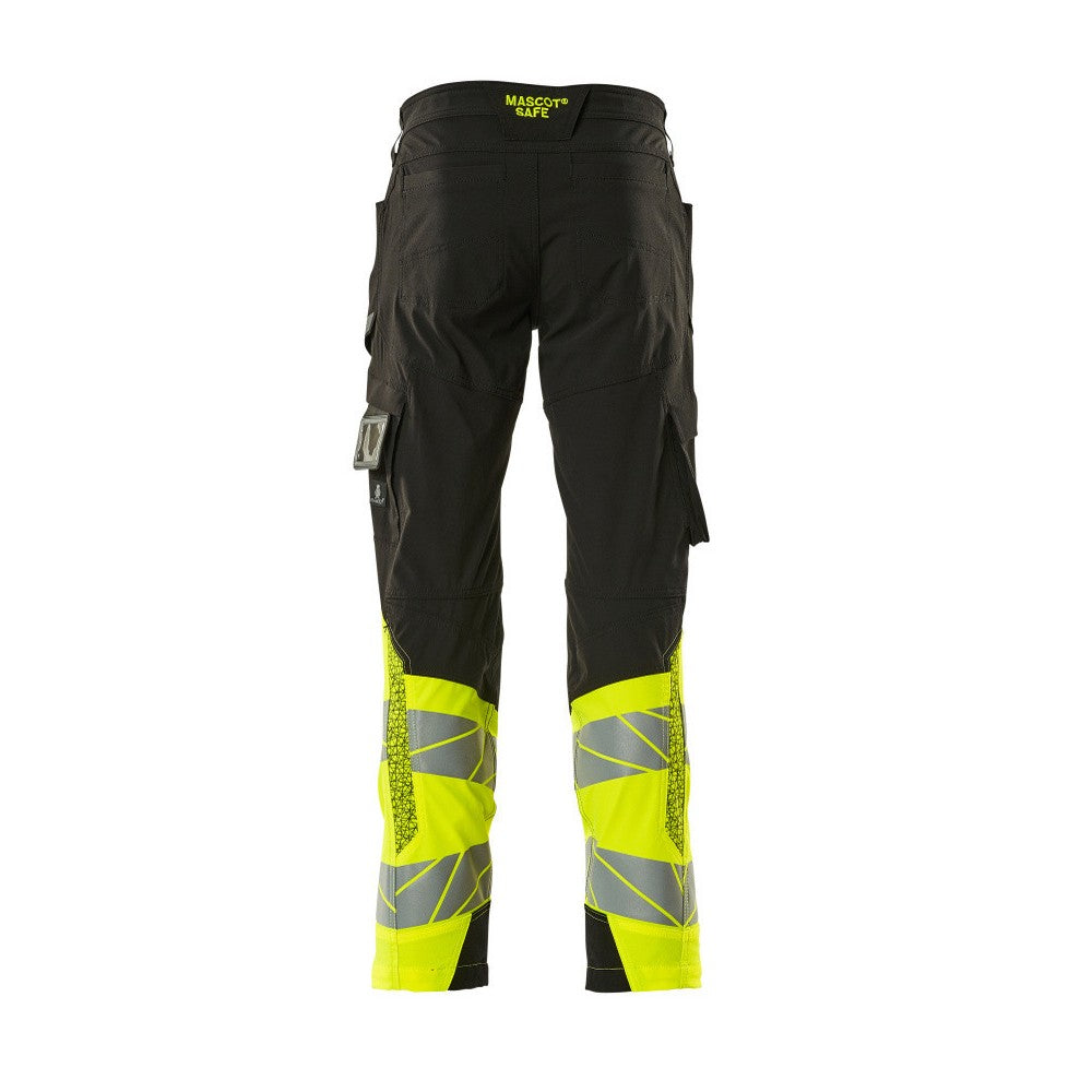 Black-Hi Vis Yellow - Back - Mascot Mens Accelerate Safe Hi-Vis Work Trousers