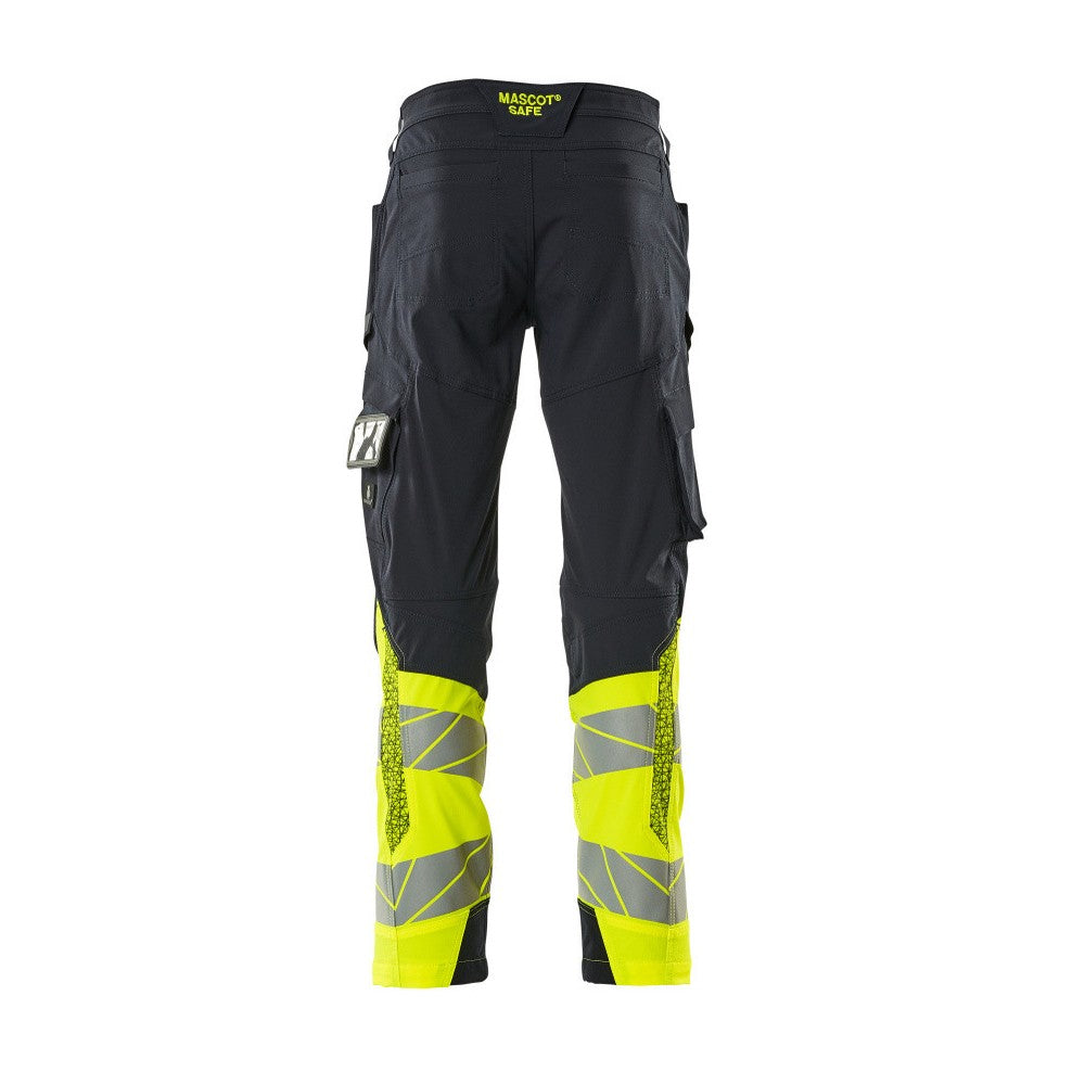 Dark Navy-Hi Vis Yellow - Back - Mascot Mens Accelerate Safe Hi-Vis Work Trousers