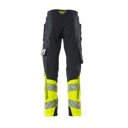 Dark Navy-Hi Vis Yellow - Back - Mascot Mens Accelerate Safe Hi-Vis Work Trousers