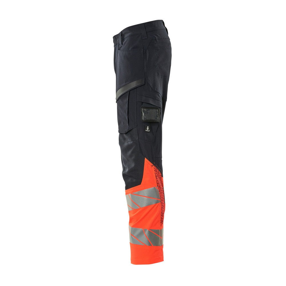 Dark Navy-Hi Vis Red - Lifestyle - Mascot Mens Accelerate Safe Hi-Vis Work Trousers