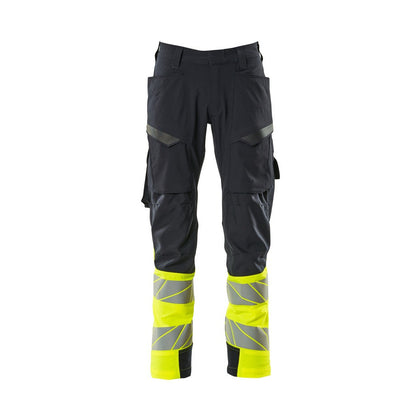 Dark Navy-Hi Vis Yellow - Front - Mascot Mens Accelerate Safe Hi-Vis Work Trousers