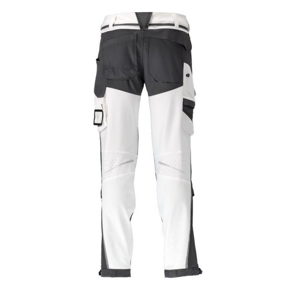 White-Stone Grey - Back - Mascot Mens Customised Knee Pad Pockets Short Work Trousers