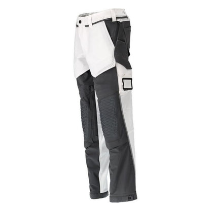 White-Stone Grey - Side - Mascot Mens Customised Knee Pad Pockets Short Work Trousers
