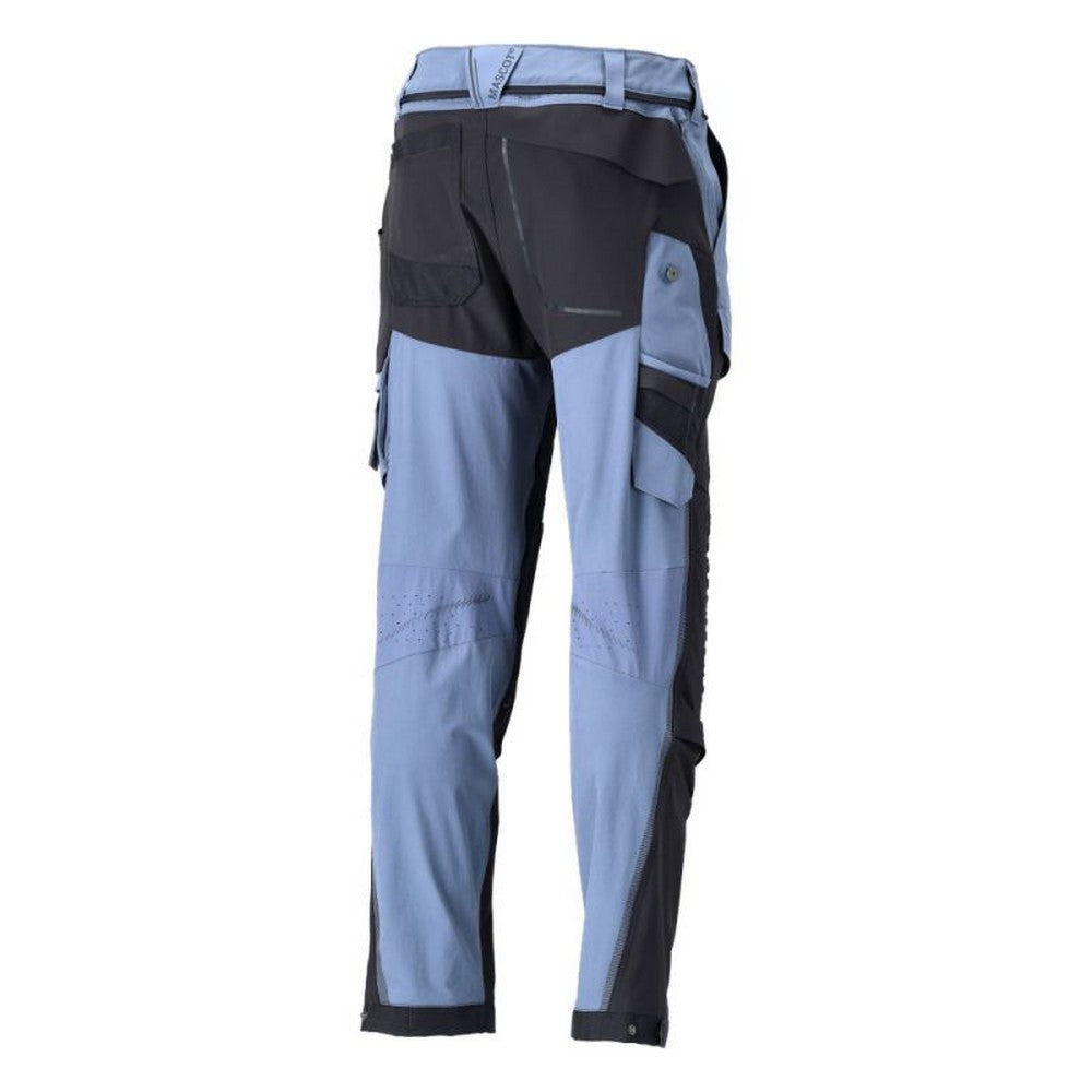 Stone Blue-Dark Navy - Lifestyle - Mascot Mens Customised Knee Pad Pockets Short Work Trousers