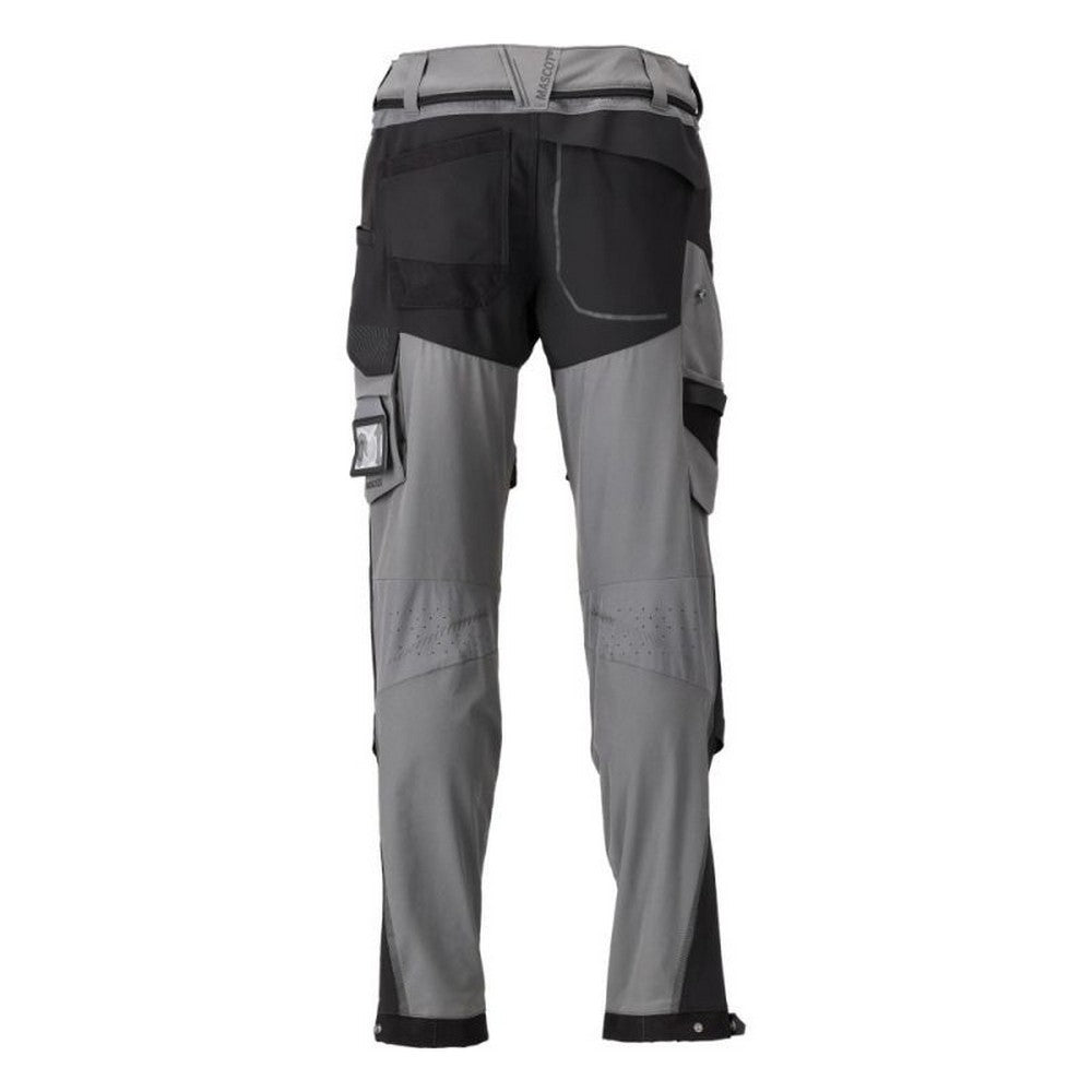 Stone Grey-Black - Back - Mascot Mens Customised Knee Pad Pockets Short Work Trousers