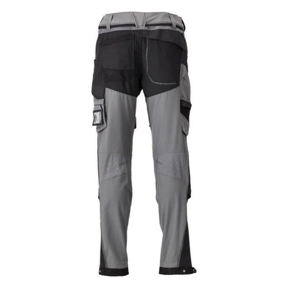 Stone Grey-Black - Back - Mascot Mens Customised Knee Pad Pockets Short Work Trousers