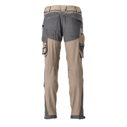 Dark Sand-Stone Grey - Back - Mascot Mens Customised Knee Pad Pockets Short Work Trousers