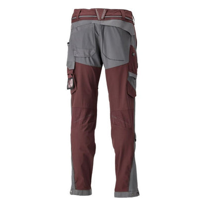 Bordeaux-Stone Grey - Back - Mascot Mens Customised Knee Pad Pockets Short Work Trousers