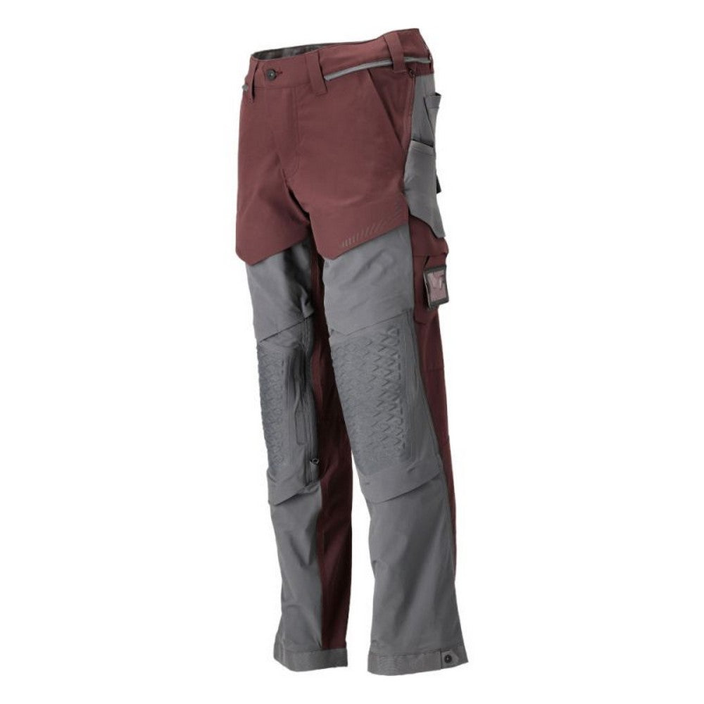 Bordeaux-Stone Grey - Side - Mascot Mens Customised Knee Pad Pockets Short Work Trousers