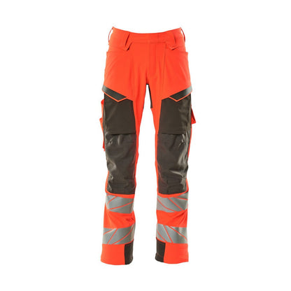 Red-Dark Anthracite - Front - Mascot Mens Accelerate Safe Hi-Vis Knee Pad Pockets Work Trousers
