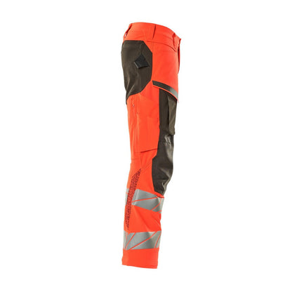 Red-Dark Anthracite - Side - Mascot Mens Accelerate Safe Hi-Vis Knee Pad Pockets Work Trousers