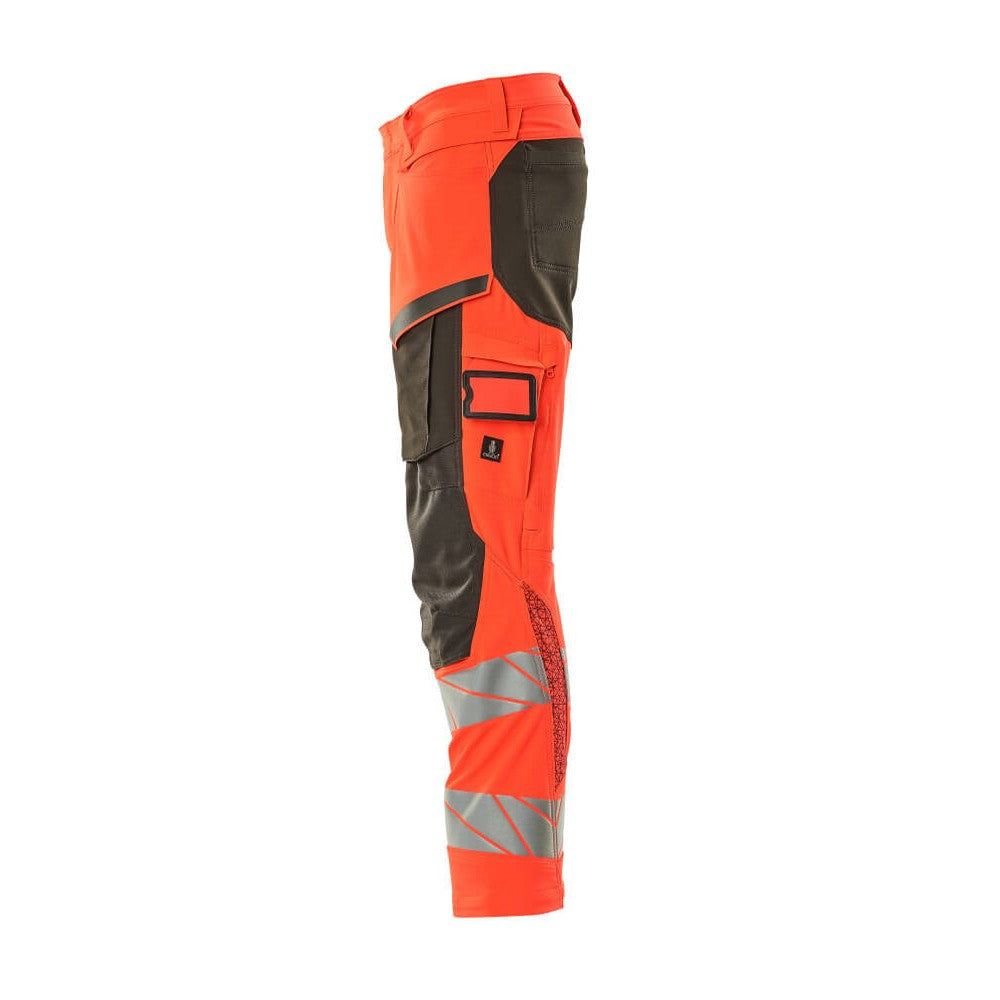 Red-Dark Anthracite - Lifestyle - Mascot Mens Accelerate Safe Hi-Vis Knee Pad Pockets Work Trousers