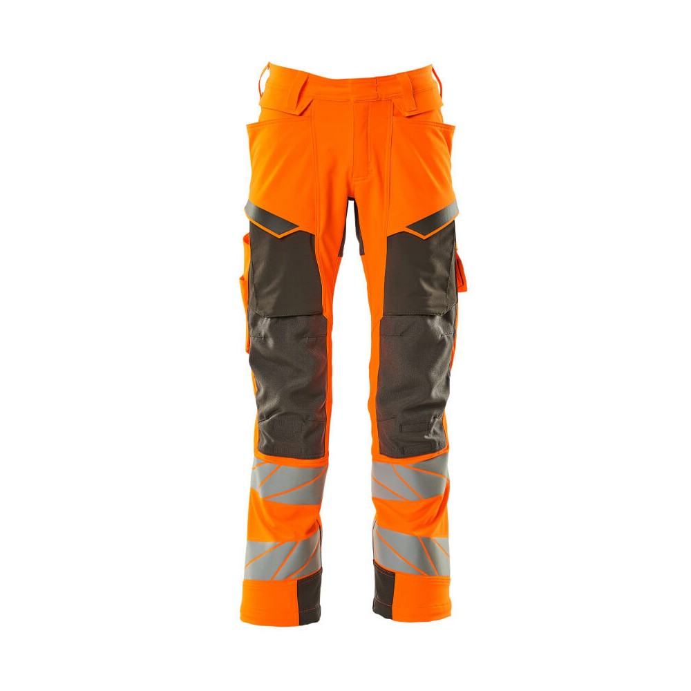 Orange-Dark Anthracite - Front - Mascot Mens Accelerate Safe Hi-Vis Knee Pad Pockets Work Trousers