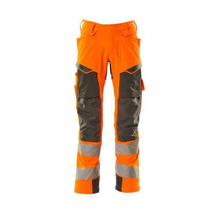 Orange-Dark Anthracite - Front - Mascot Mens Accelerate Safe Hi-Vis Knee Pad Pockets Work Trousers