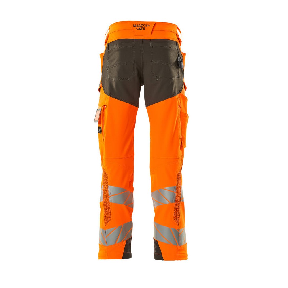 Orange-Dark Anthracite - Back - Mascot Mens Accelerate Safe Hi-Vis Knee Pad Pockets Work Trousers