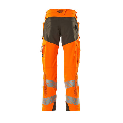 Orange-Dark Anthracite - Back - Mascot Mens Accelerate Safe Hi-Vis Knee Pad Pockets Work Trousers