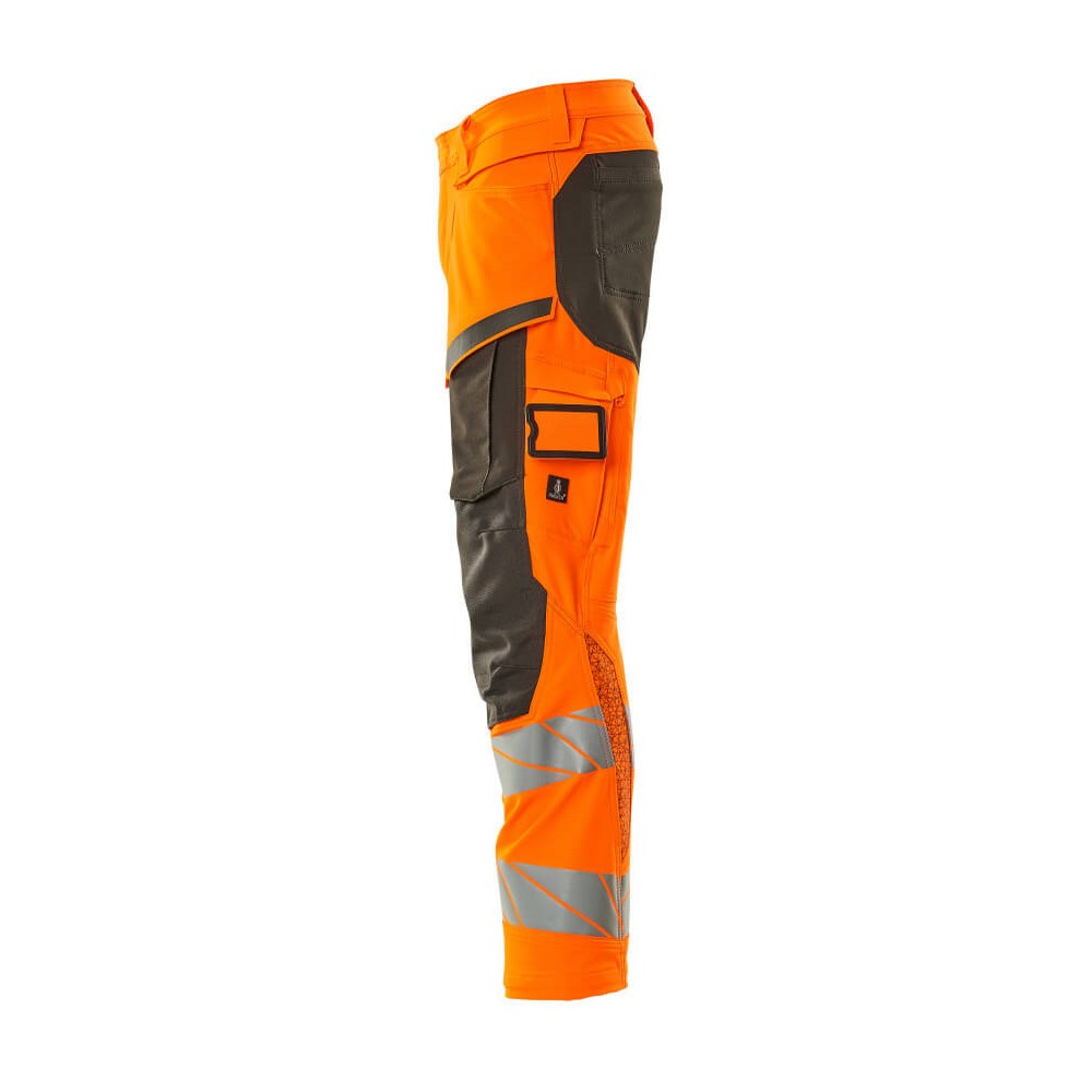 Orange-Dark Anthracite - Lifestyle - Mascot Mens Accelerate Safe Hi-Vis Knee Pad Pockets Work Trousers